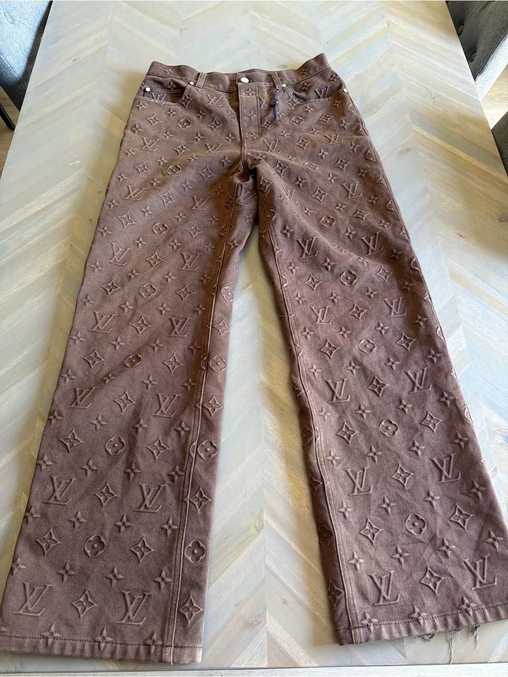 Louis Vuitton Brown Monogram Wide Leg Jeans men’s size 30